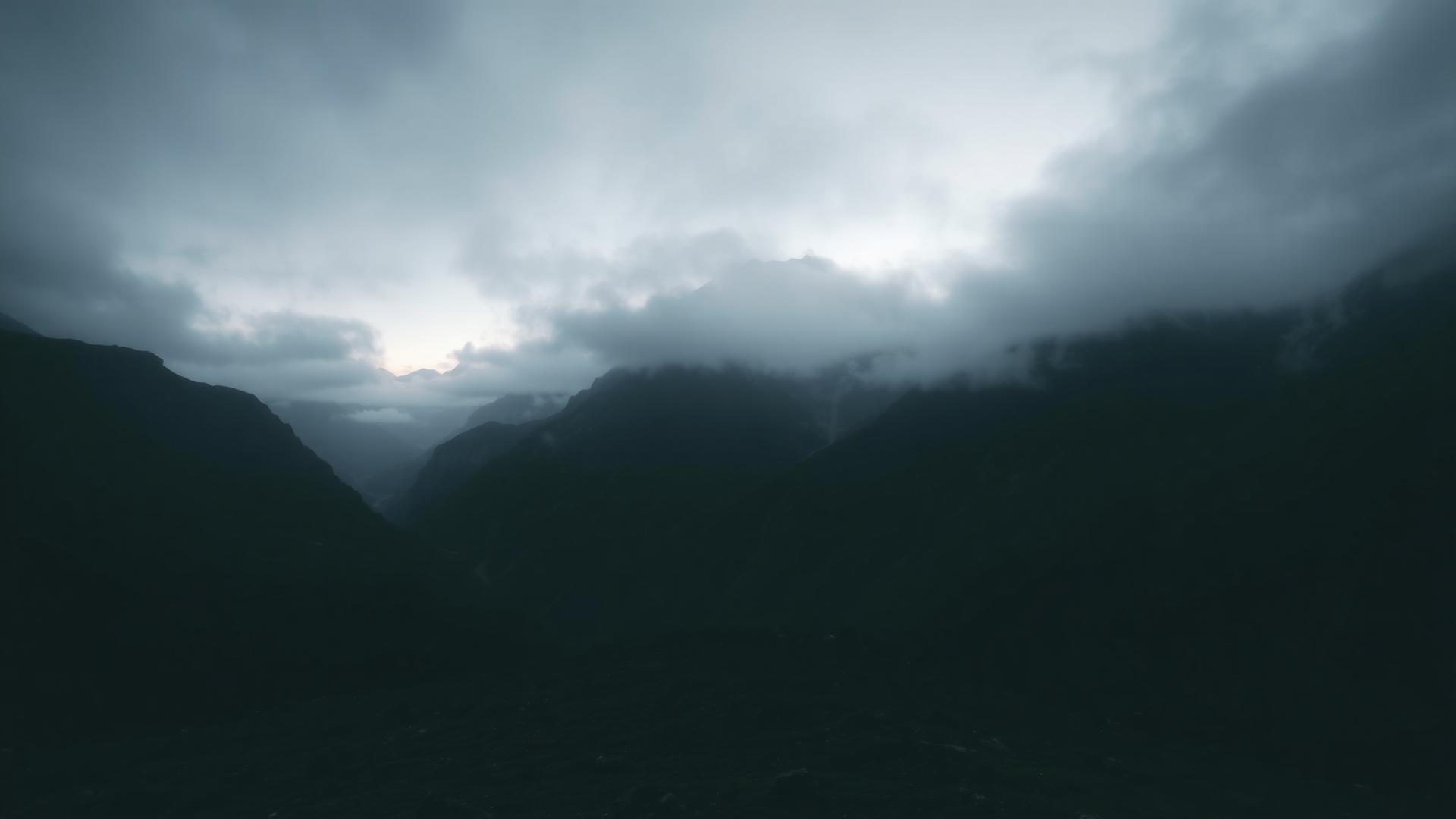 Paisaje montañoso al atardecer
